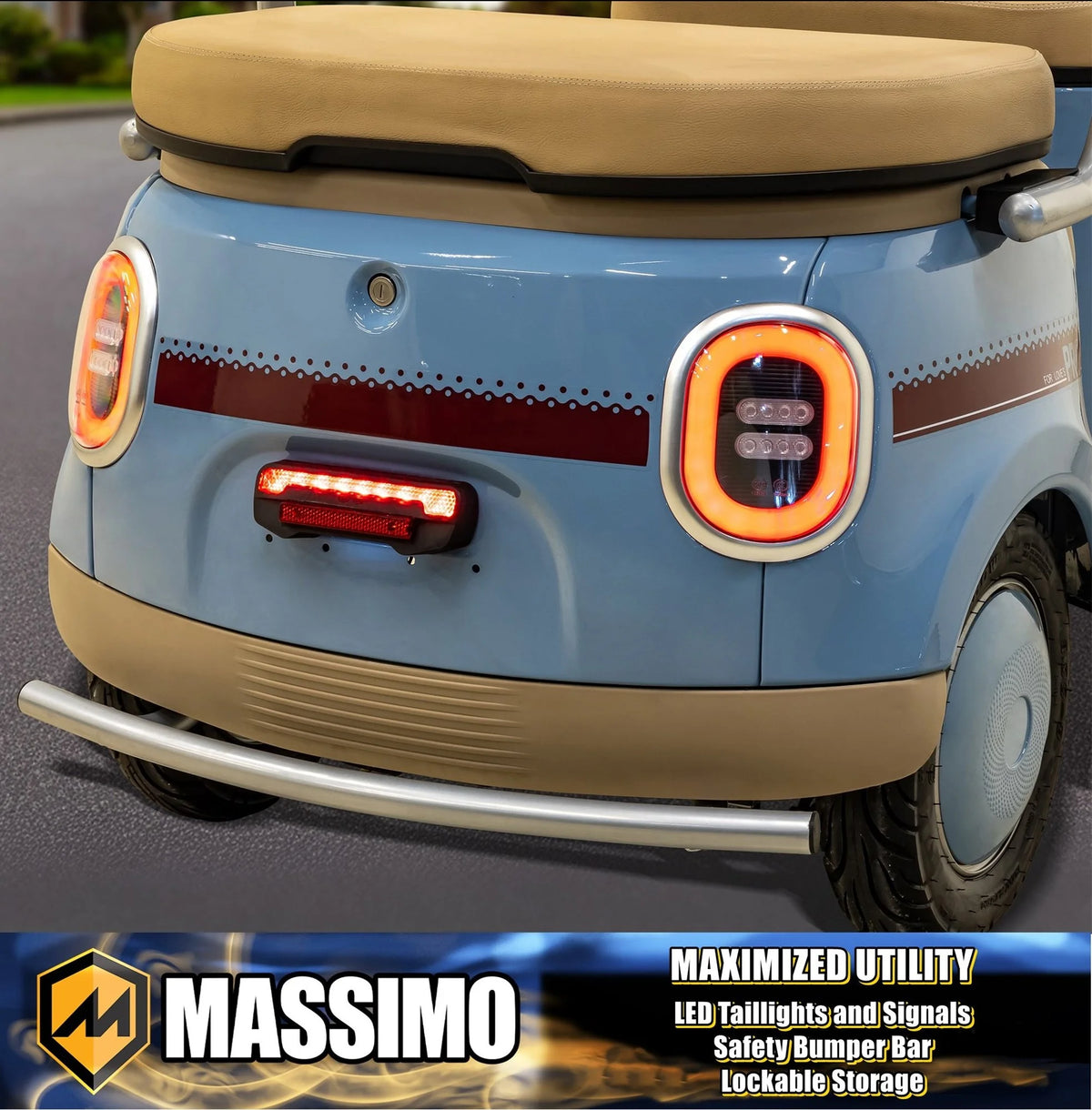 Massimo MGC E-Trike 3-Wheel Electric Cart – 17 MPH, 2-Seater Adult Scooter – Blue