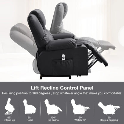JONPONY Power Lift Recliner Chair Recliners for Elderly with Heat and Massage Recliner Chair for Living Room with Infinite Position and Side Pocket,USB Charge Port,Black