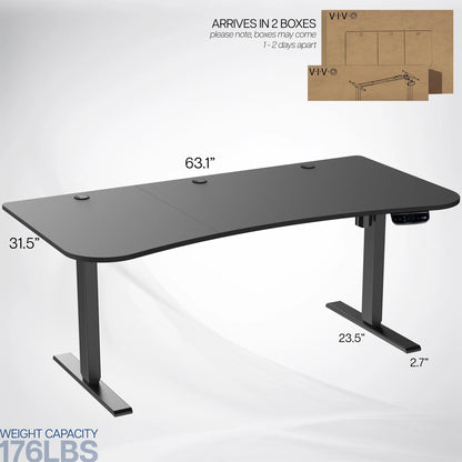 VIVO Reclaimed Wood / Black 63�?x 32�?Electric Height Adjustable Stand Up Desk