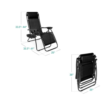 Best Choice Products Set of 2 Zero Gravity Lounge Chair Recliners for Patio, Pool w/ Cup Holder Tray - Gray