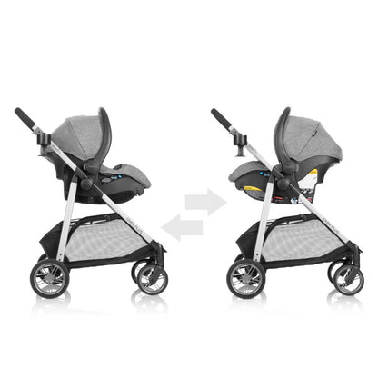 Evenflo Omni Plus Modular Travel System with LiteMax Sport Infant Car Seat, Mylar Gray, Unisex