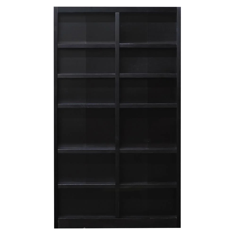 Concepts in Wood 12 Shelf Double Wide Wood Bookcase, 84 inch Tall - Oak Finish