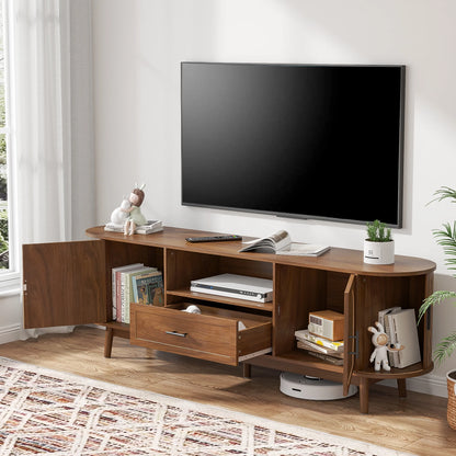 TV Stand for TVs up to 70", 63" Entertainment Center with Sliding Doors, Media Console Table for Living Room