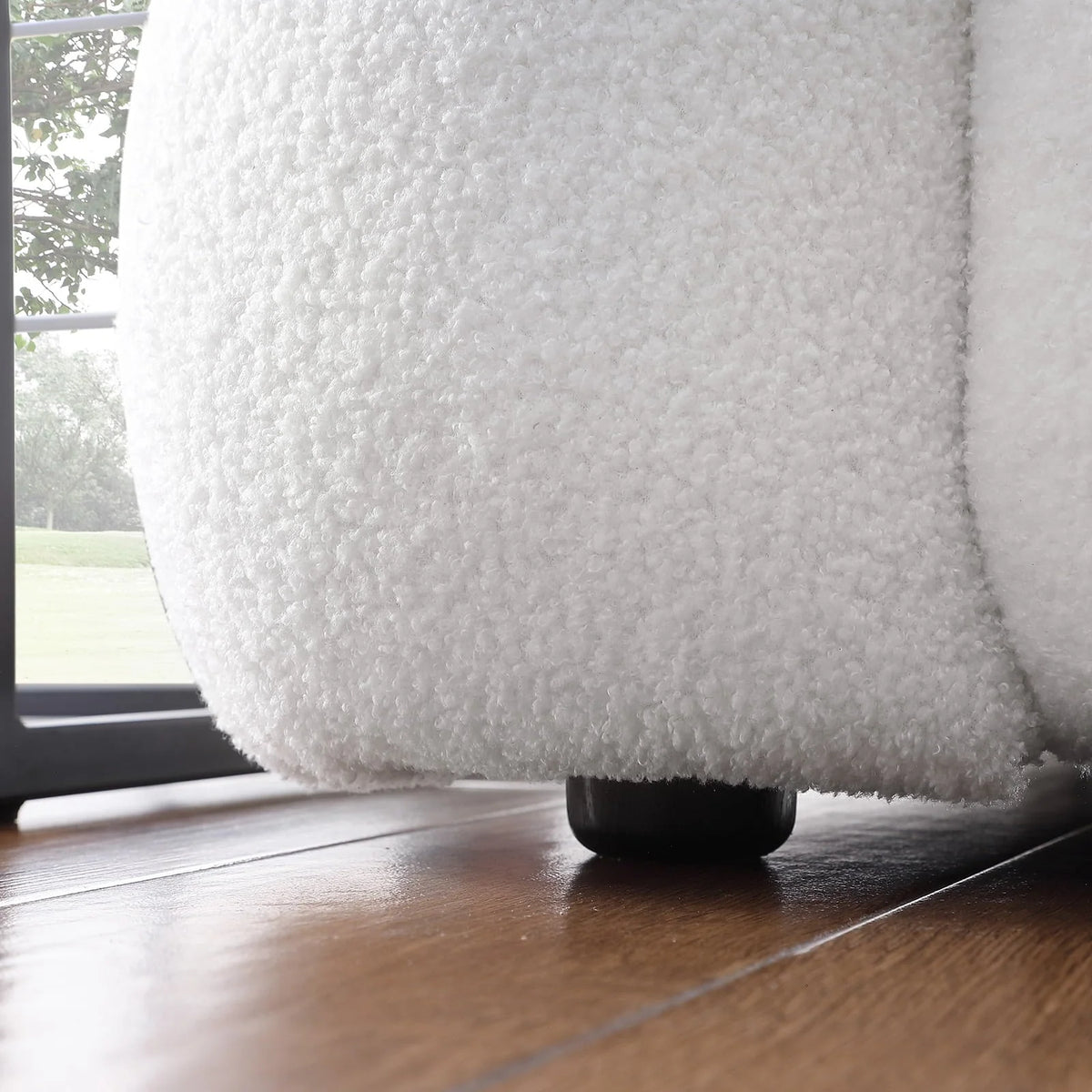 Holaki 3 Seater Sofa, 84.3" Modern Large Marshmallow Sofa with Boucle Arm, White