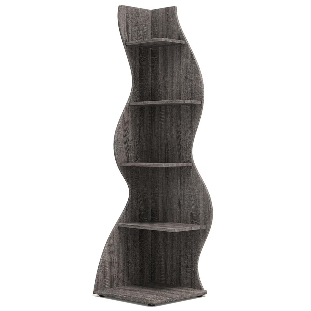 Finihen 5-Tier Corner Bookcase, Wood Bookshelf Storage Organizer, 70" Tall Display Standing Shelf Unit for Bedroom, Living Room, Green