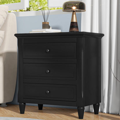 White Nightstand for Bedroom, Atumon Nightstand with 3 Drawers, Wood Bedside Table, Modern Nightstand Furniture for Bedroom, 28"L x 16.9"W x 28"H