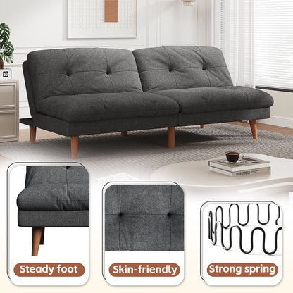 Homall Futon sofa, Two Seat Adjustable Sofa, Corduroy Fabric, Upholstered Sofa, Sofa Changeable into Bed, Leisure Reading and Games, Green