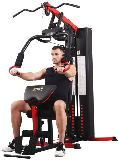 Fitvids LX750 Home Gym System Workout Station with 330 Lbs of Resistance, 122.5 Lbs Weight Stack, One Station, Comes with Installation Instruction Video, Ships in 5 Boxes
