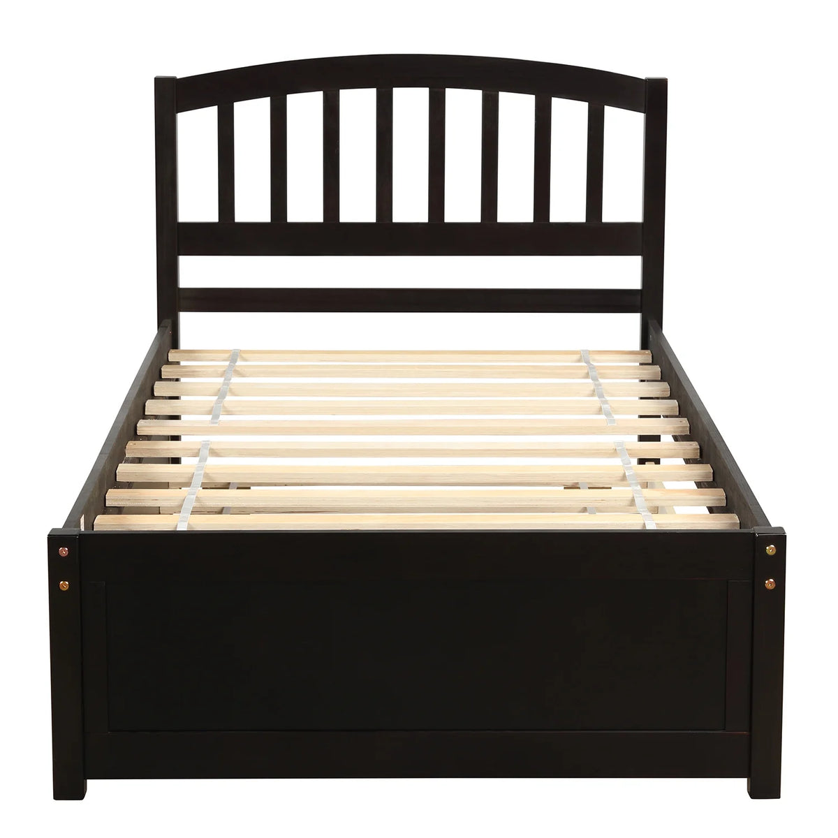 Aukfa Twin Platform Bed with Trundle - Trundle Bed with Headboard for Kids Teens - White