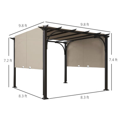 Outsunny 10' x 10' Steel Patio Pergola with Canopy Beige