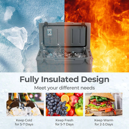 Costway 50 QT Rotomolded Cooler Portable Ice Chest Ice Retention for 5-7 Days Tan