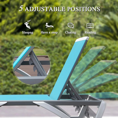 Domi Outdoor Living Chaise Lounge Chair Aluminum Adjustable Pool Lounge Chair��With All-Weather Textilene for Deck, Lawn, Backyard ��1 Grey Chair��