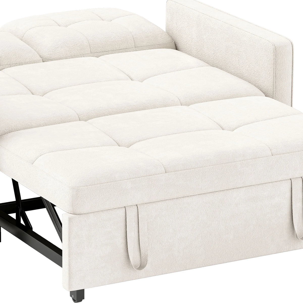 Dextrus  3-in-1 Convertible Futon Sofa Bed, Modern Sleeper Sofa with Pull-Out Bed for Small Place, Beige