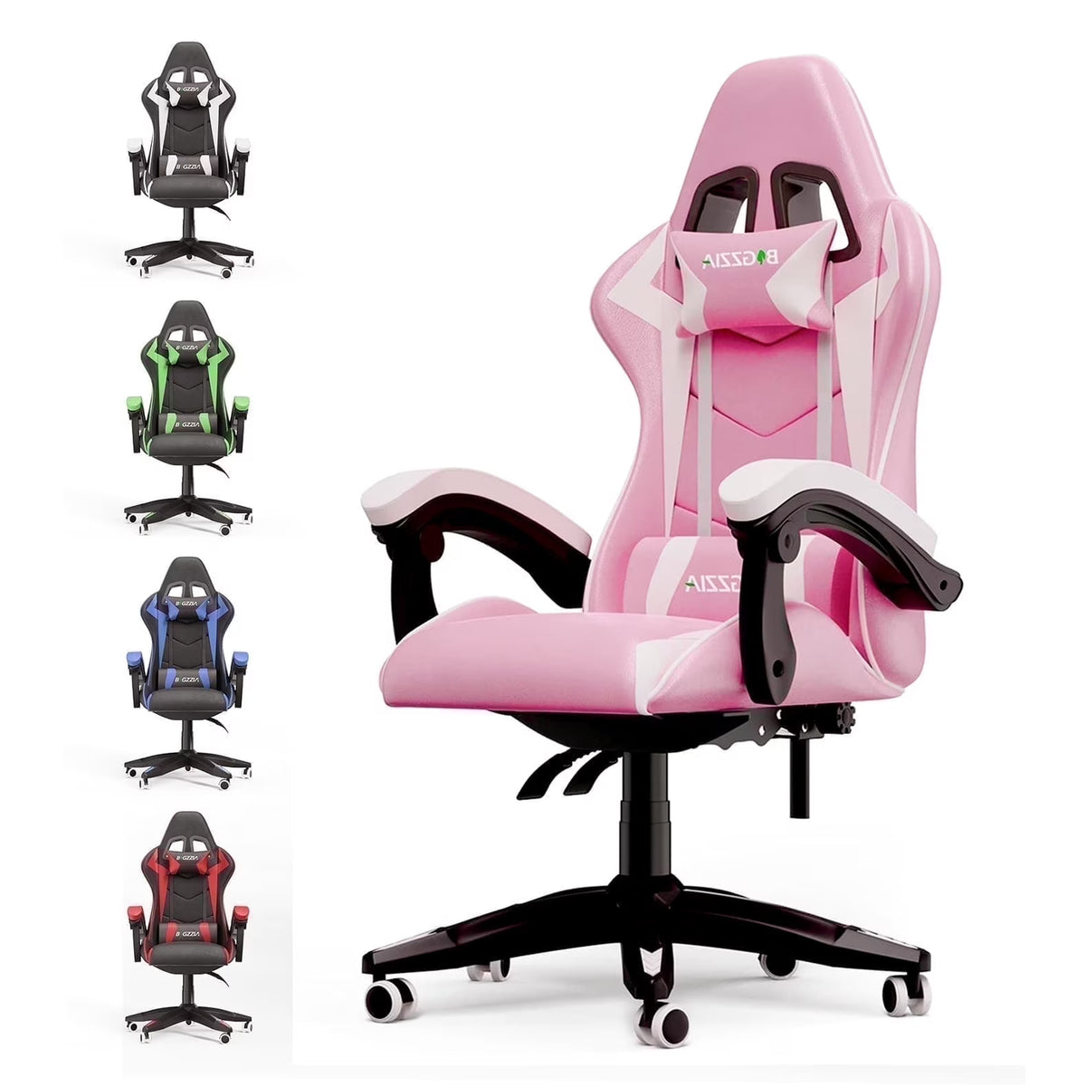 Bigzzia Gaming Chair with Footrest, Gaming Chair for Adult with Headrest and Lumbar Support,Red