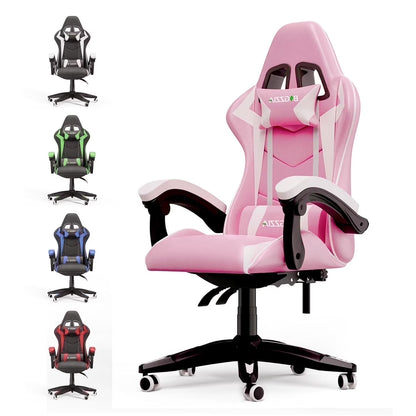 Bigzzia Gaming Chair with Footrest, Gaming Chair for Adult with Headrest and Lumbar Support,Red