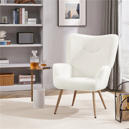 Alden Design Mid-Century Modern Faux Leather Wingback Accent Chair, Brown
