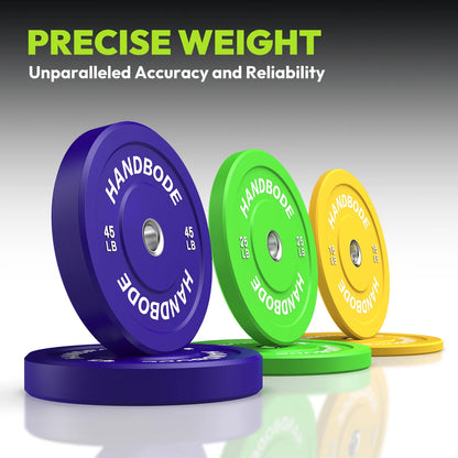 HANDBODE Bumper Plates Olympic Weight Plates, Colored Rubber plate for Weight Lifting and Strength Training 140LB