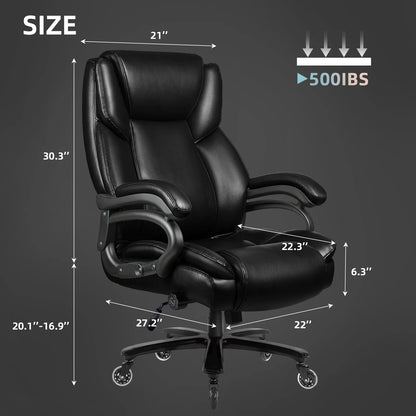 Waleaf Heavy Duty Big and Tall Office Chair 500lbs with Adjustable Lumbar Support,High Back Office Chair for Adults