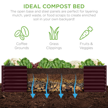Best Choice Products 8x4x2ft Outdoor Metal Raised Garden Bed, Planter Box for Vegetables, Flowers, Herbs - Gray