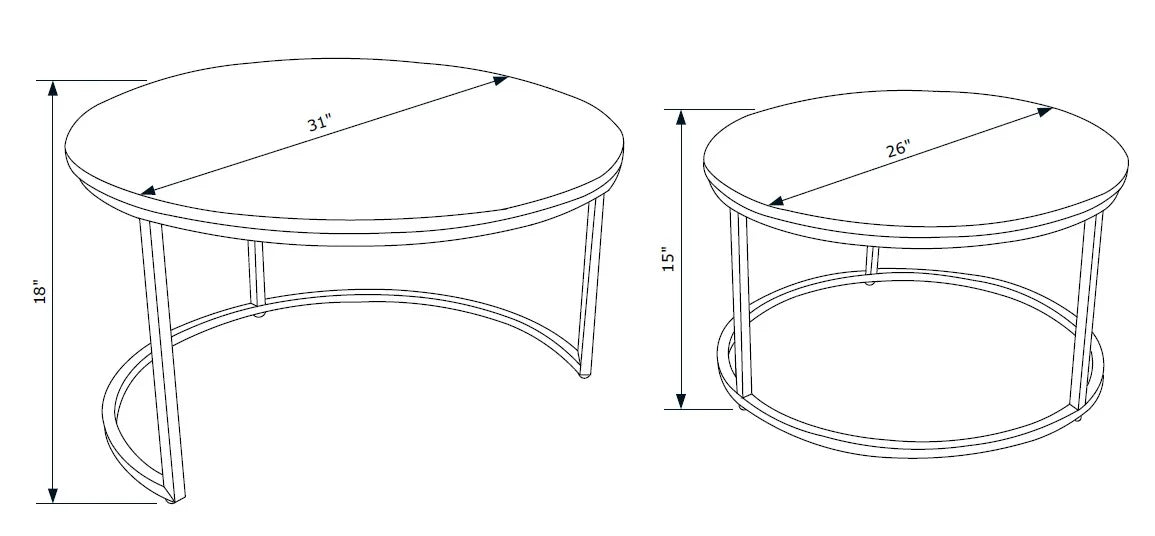Darden Bohemian Nesting Coffee Tables, Set of 2, Black/Brown