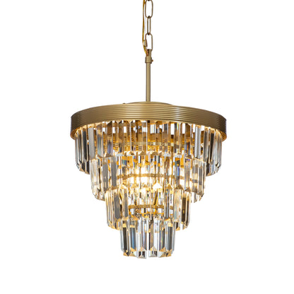 AloaDecor 3-Light 13" Cone Shape 4-Tier Crystal Chandelier Matt Black Painted 13 to 24 Inches Painted