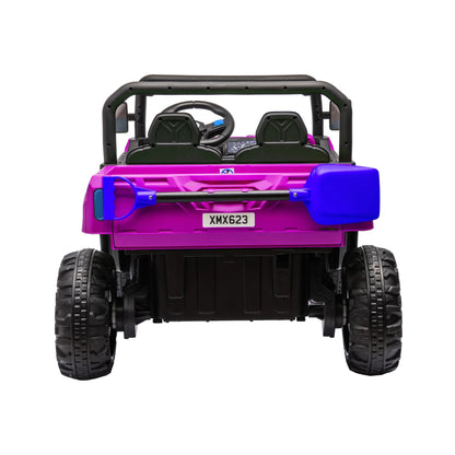 Xuanlur 24V 2 Seater Kids Ride on Car Truck, Ride on UTV W/ 2x200W Motor, 24 Volt Ride on Toys W/ Dump Bed/Shovel, Electric Car for Kids W/ Durable Tires, LED Light, Music, Remote Control, Black