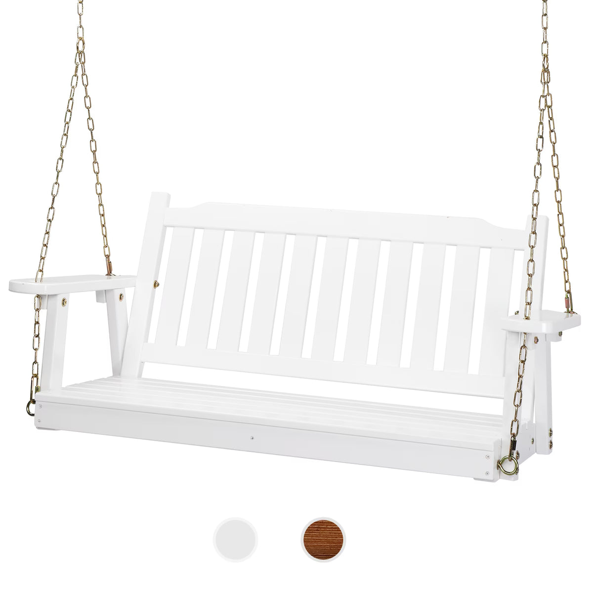 VINGLI Heavy Duty 880 LBS 4 FT Patio Wooden Porch Swing with Upgraded Adjustable Chains, Rustic