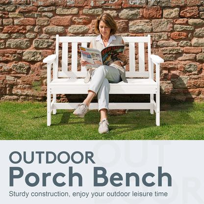 SERWALL Outdoor Bench for 2-Person, Weather-Resistant HDPE with Aluminum Reinforcement, Supports 660 lbs, Comfortable Seating for Patio, Garden, and Porch, Black