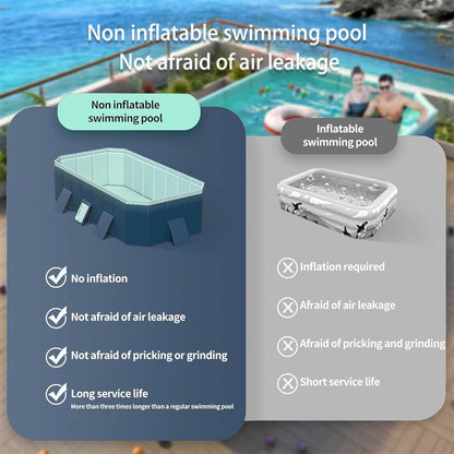 RICHYOUNG 101"Foldable Swimming Pool for 1-6 People,Non-Inflatable Above Ground Garden Pool for Kids, Family(Blue)