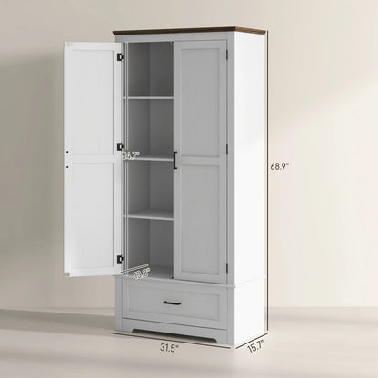HOMCOM 69" Tall Kitchen Storage Cabinet with Adjustable Shelves, Black