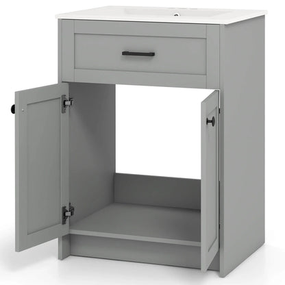 Costway Bathroom Vanity Unit with Basin Under Sink Bathroom Storage Cabinet Freestanding