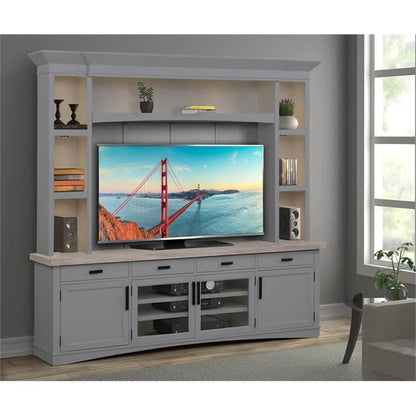Bowery Hill Americana Wood Modern - Cotton 92" TV Console in White