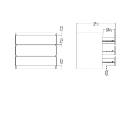 Tvilum Scottsdale 3 Drawer Chest Dresser for Adults, White High Gloss