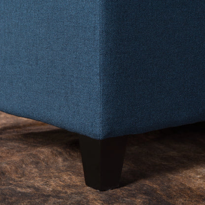 Noble House Hampton Contemporary Fabric Upholstered Storage Ottoman, White and Blue Floral