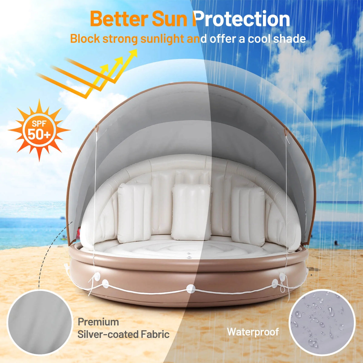 Costway Canopy Inflatable Pool Float Lounge Swimming Raft