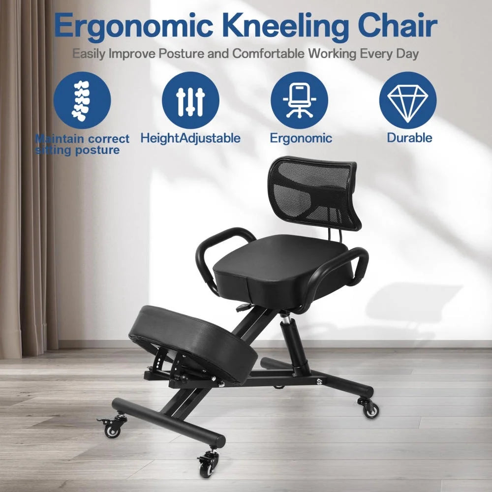 Ergonomic Kneeling Chair with Smooth Casters, Thick Comfort Padding for All-Day Comfort in Medical Offices or Therapy Clinics(A)