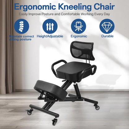 Ergonomic Kneeling Chair with Smooth Casters, Thick Comfort Padding for All-Day Comfort in Medical Offices or Therapy Clinics(A)