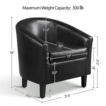 Yaheetech Faux Leather Accent Arm Chair For Living Room, Black