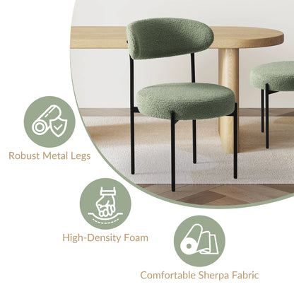 WestinTrends Alexandria Mid-Century Modern Upholstered Sherpa Round Dining Chairs (Set of 4), Sunset Gold