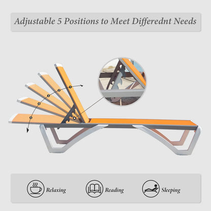 Domi Outdoor Living Chaise Lounge Chair Aluminum Adjustable Pool Lounge Chair��With All-Weather Textilene for Deck, Lawn, Backyard ��1 Grey Chair��