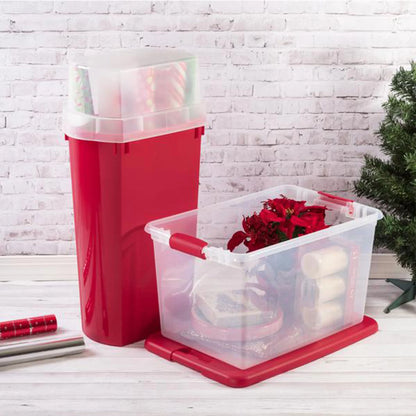 Sterilite 30 Inch Holiday Gift Wrapping Paper Storage Box with Lid (4 Pack)