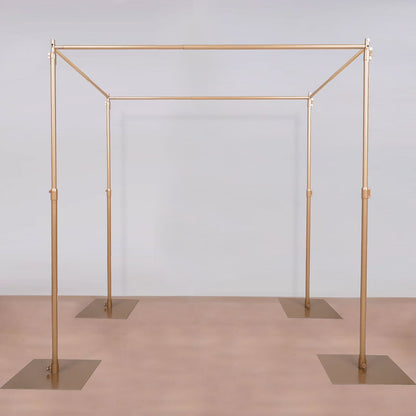 Efavormart 10ft | 4 Post Gold Metal DIY Photography Backdrop Stand, Wedding Arch Canopy Tent