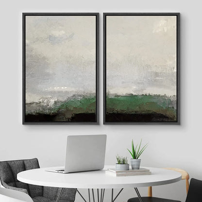 IDEA4WALL Framed Canvas Print Wall Art Set of 2 Watercolor Pastel Duotone Tan Landscape Abstract Modern Art Multicolor Contemporary Artwork for Bedroom, Office - 16"x24"x2 Panels Natural