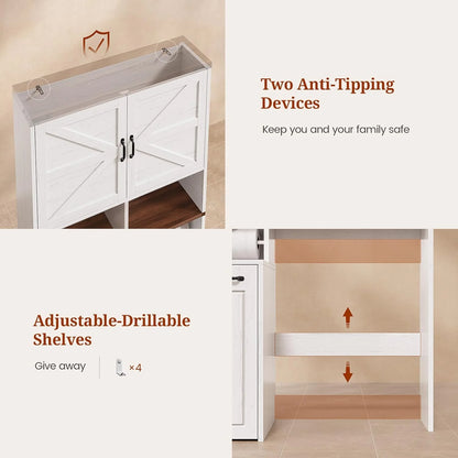 Frhnenha Over The Toilet Storage Cabinet with Pulley, Bathroom Storage Cabinet, with Adjustable Shelf and Open Shelf for Bathroom, Restroom, Laundry, White