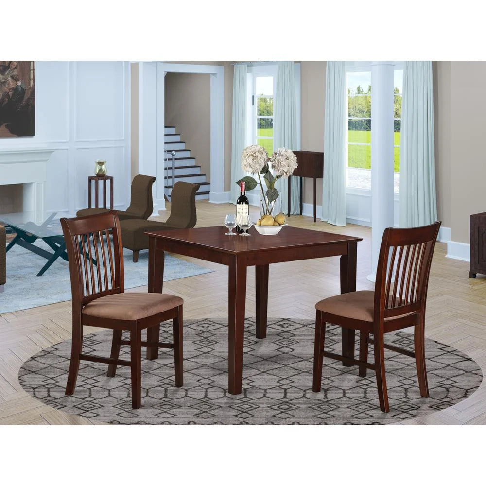 East West Furniture Oxford 3-piece Wood Table and Dinette Chairs in Oak