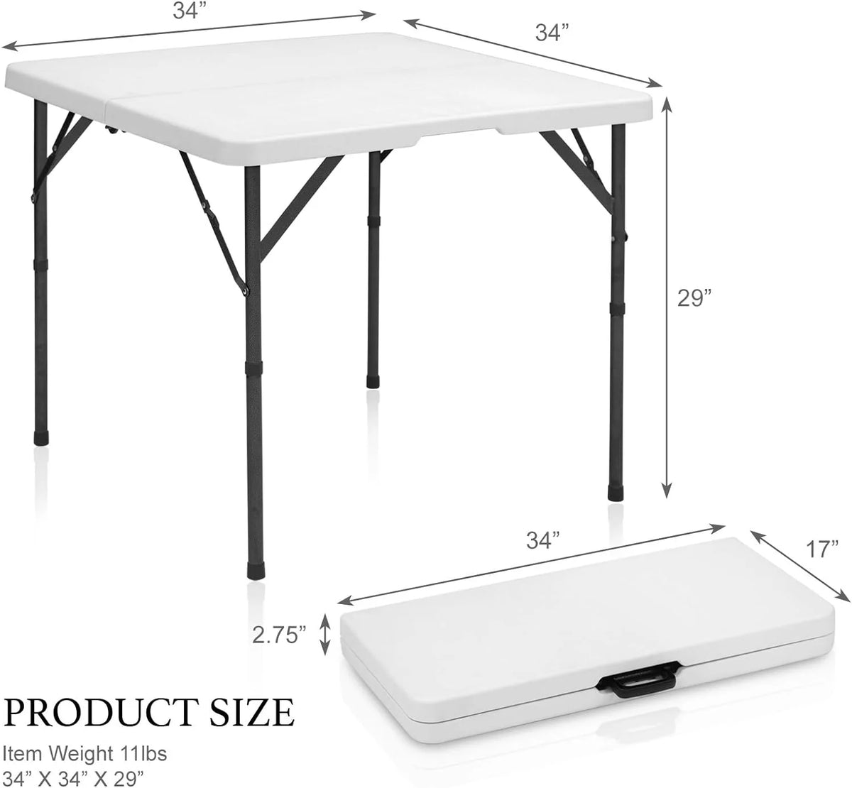 AJP Distributors 6 Foot Portable Plastic Folding Table 6FT 72" Half Foldable Heavy Duty Top w/Carry Handle - Indoor Outdoor Camping Picnic Party Wedding Dining Office Event Meeting Black Wood Style