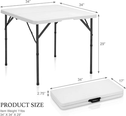AJP Distributors 6 Foot Portable Plastic Folding Table 6FT 72" Half Foldable Heavy Duty Top w/Carry Handle - Indoor Outdoor Camping Picnic Party Wedding Dining Office Event Meeting Black Wood Style