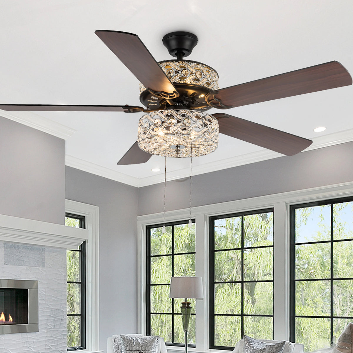 River of Goods 52" 5 Blade Luxe Enlaced Crystal LED Ceiling Fan with Light