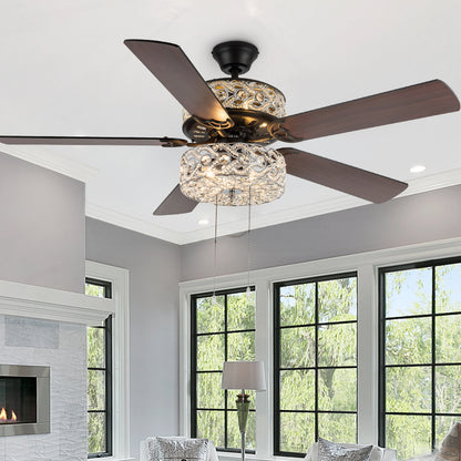 River of Goods 52" 5 Blade Luxe Enlaced Crystal LED Ceiling Fan with Light