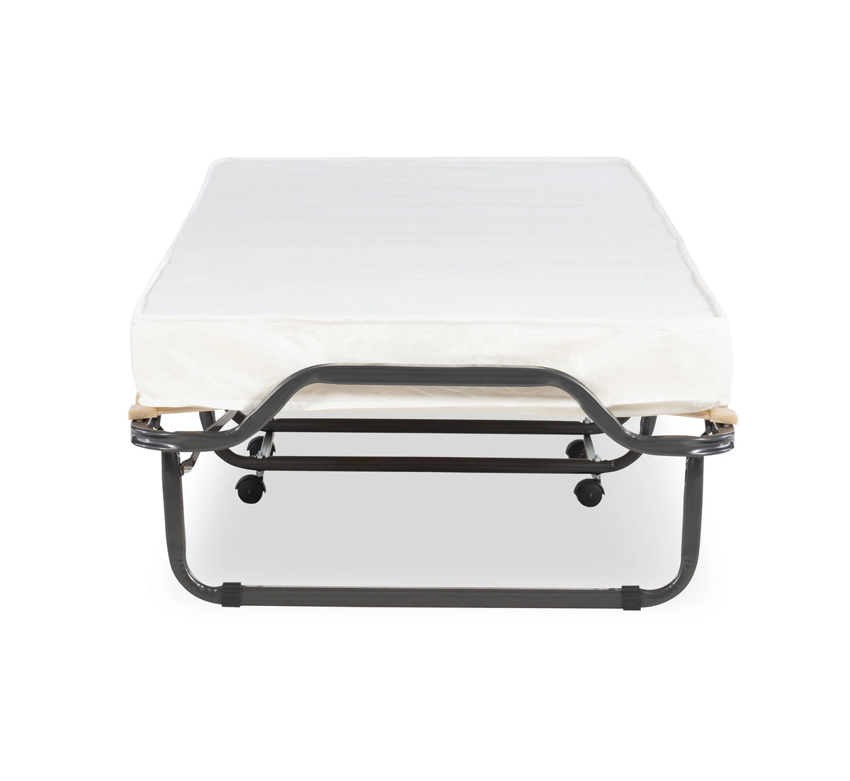 Linon Luxor Folding Rollaway Guest Bed with 4" Foam Mattress with Memory Foam Layer, Single-Size